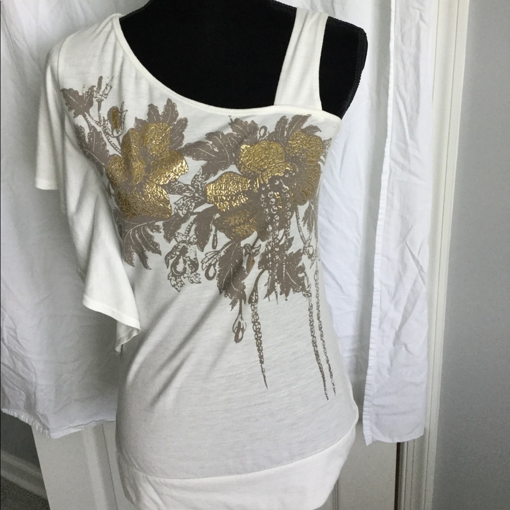 Cream Colored Shirt with flowers